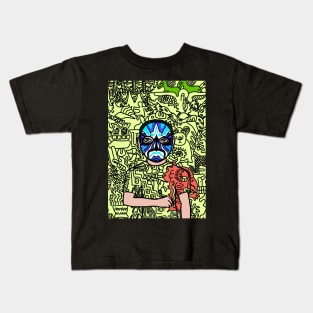 Unveiling the Digital Mona Lisa: NFT Character - MaleMask Doodle on TeePublic Kids T-Shirt